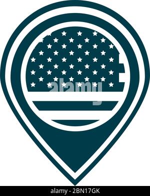 happy independence day, drapeau américain dans la navigation vecteur illustration de style de silhouette icône Illustration de Vecteur