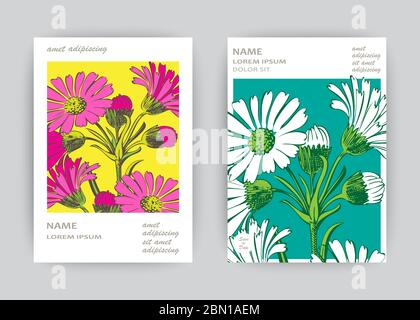 Illustration vectorielle artistique de Chrysanthemum en gros plan à la main. Fleurs de mariage botaniques. Pétales peints en blanc rose motif floral tendance G Illustration de Vecteur