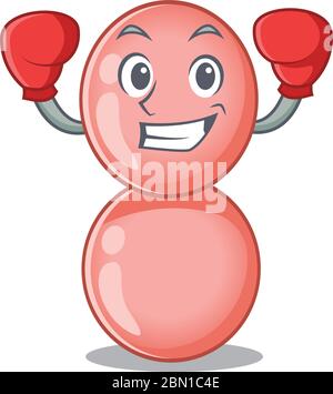 Une mascotte sportive de boxe de neisseria gonorrhoeae avec des gants de boxe rouges Illustration de Vecteur