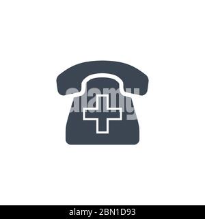 Icône de glyphe vectoriel lié au téléphone d'urgence. Illustration de Vecteur