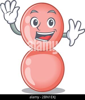 Une mascotte charismatique neisseria gonorrhoeae de style souriant et de la main de la main Illustration de Vecteur