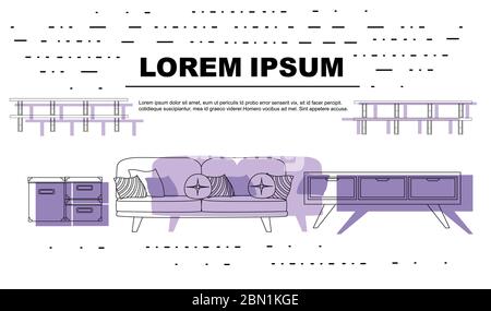 Prospectus publicitaire ou bannière avec contour mobilier en bois illustration vectorielle plate sur fond blanc Illustration de Vecteur