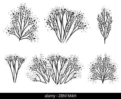 Ensemble de silhouettes d'algues noires de corail illustration vectorielle plate isolée sur fond blanc Illustration de Vecteur