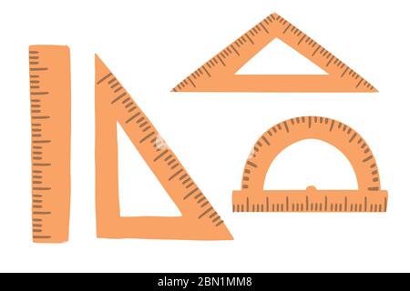 Ensemble de vecteur géométrique de règle orange pour illustration mathématique à vecteur plat isolée sur fond blanc Illustration de Vecteur