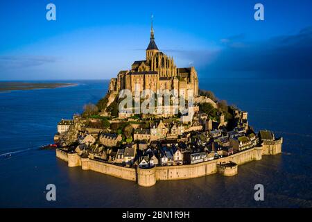 France, Normandie, Département de la Manche, Baie du Mont Saint-Michel Patrimoine mondial de l'UNESCO, Abbaye du Mont Saint-Michel Banque D'Images