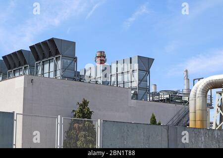 Filtres à air et tuyaux de la centrale électrique Banque D'Images