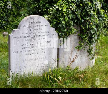 Pierre tombale de Fanny Brawne (Frances Lindon), muse et fiancée de John Keats, au cimetière de Brompton, Kensington, Londres. Banque D'Images