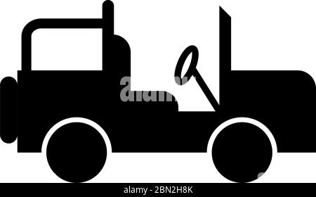 Safari jeep Glyph icône noire Illustration de Vecteur