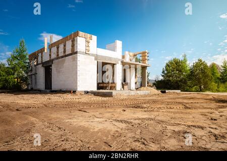 chantier de construction d'une maison unifamiliale Banque D'Images