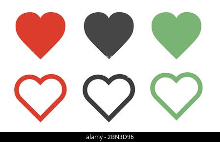 Collection d'illustrations de coeur, ensemble d'icônes de symbole d'amour, symbole d'amour Illustration de Vecteur