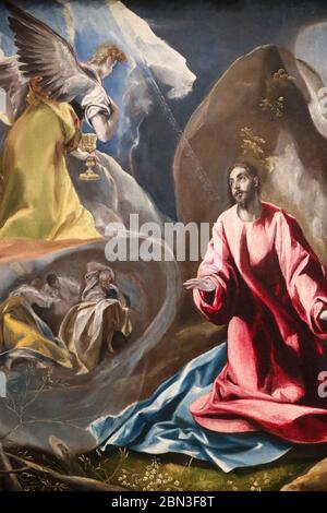 L'agonie dans le jardin de Gethsemane. Huile sur caneva. Détails. Peinture de Domenikos Theotokopoulos appelée El Greco (1540-1614). France. Banque D'Images