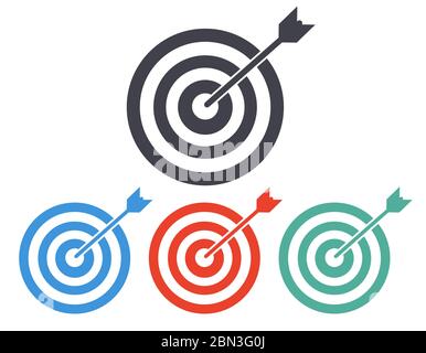 Target icon set - simple flat design isolated on white background, vector. Illustration de Vecteur