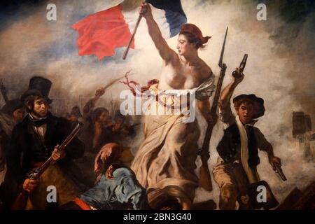 Eugene Delacroix, 28 juillet, Liberty Leading the People, huile sur toile, 1830. Détails. Banque D'Images