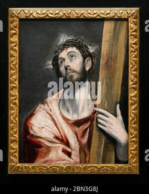 El Greco. Christ portant la croix, c.1585. Huile sur toile. Exposé au Grand Palais, Paris, France. Banque D'Images