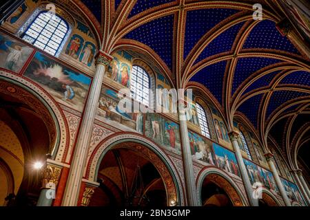 Église Saint Germain des Prés, Paris, France. Nef. Banque D'Images