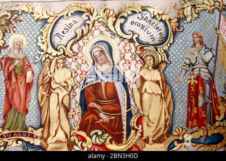 Illumination du manuscrit. Litanie de la Sainte Vierge Marie. 19 ème siècle. La Vierge Marie. Marclaz. France. Banque D'Images