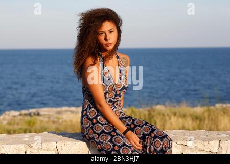 Jeune italienne à Mariana di Andano, Italie. Banque D'Images