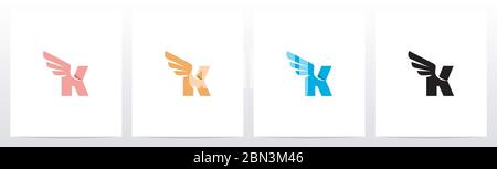 Ailes sur lettre logo Design K Illustration de Vecteur