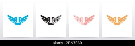 Logo Wings on Letter Design U. Illustration de Vecteur