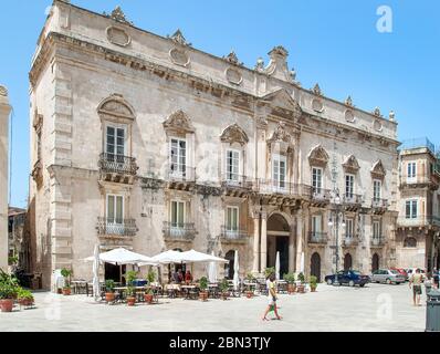 Palazzo Beneventano del Bosco, Piazza Duomo, Syracuse, Sicile, Italie Banque D'Images