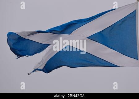 CARTER BAR, ANGLETERRE. Une vue générale du drapeau écossais à la frontière entre l'Angleterre et l'Écosse à carter Bar, Northumberland. (Crédit : Tom Collins | MI News) Banque D'Images