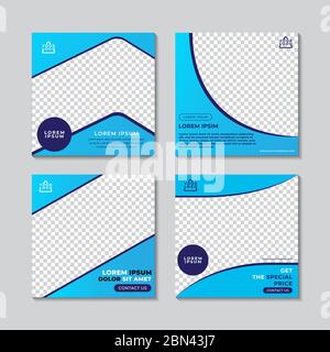 Modèle de publication de médias sociaux modifiable. Bannière Web élégante et promotionnelle. Motif circulaire bleu. Adapté aux soins de santé et aux services médicaux de Busin Illustration de Vecteur