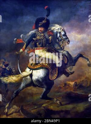 Officier de chasseur à cheval de la garde impériale officier de la garde impériale chargé de 1812 par Théodore Géricault France. Banque D'Images