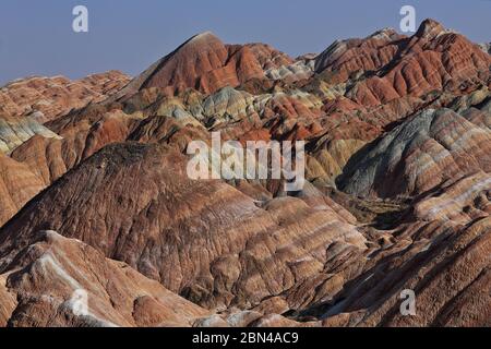 Relief des nuages-colorés depuis la terrasse d'observation de la mer des nuages-colorés. Zhangye Danxia-Qicai Scenic Spot-Gansu-Chine-0856 Banque D'Images