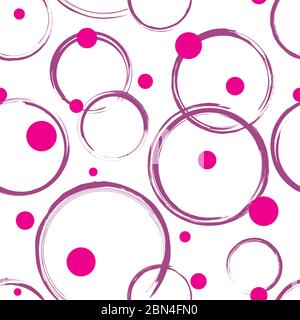 Motif sans couture avec cercles roses et violets abstraits sur fond blanc. Texture sans couture au format vectoriel EPS8, avec nuance de motif. Illustration de Vecteur