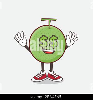 Illustration du personnage de mascotte de la bande dessinée du fruit avec le symbole d'argent sur les yeux Illustration de Vecteur