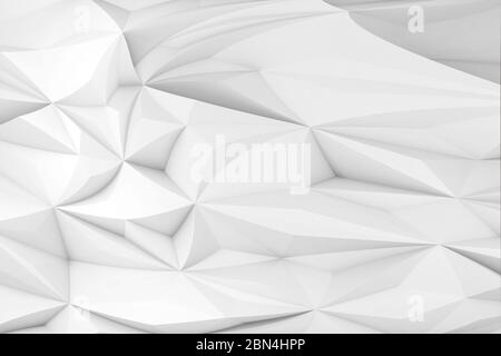 Motif triangulaire blanc abstrait. Texture d'arrière-plan faible en poly, illustration de rendu 3d Banque D'Images