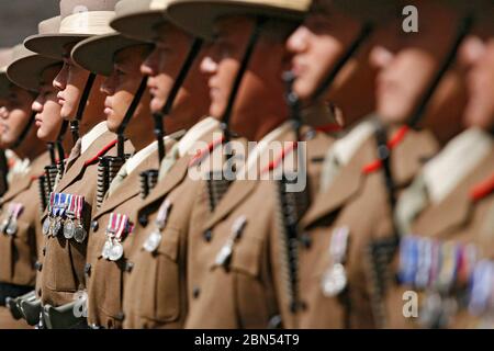 Brecon, Powys, pays de Galles, Gurkha Freedom Parade, 28 juillet 2013. La ligne du soldat Gurkha pendant la parade de la liberté. ©PRWPhotography Banque D'Images