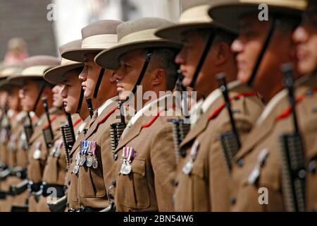 Brecon, Powys, pays de Galles, Gurkha Freedom Parade, 28 juillet 2013. La ligne du soldat Gurkha pendant la parade de la liberté. ©PRWPhotography Banque D'Images