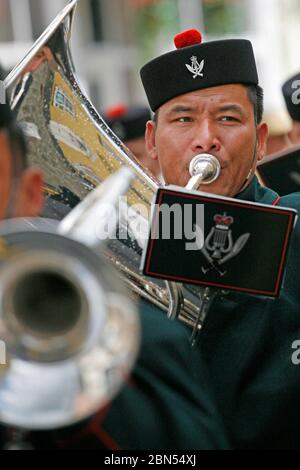 Brecon, Powys, pays de Galles, Gurkha Freedom Parade, 28 juillet 2013. Le groupe de la Brigade de Gurkhas a dirigé la procession pendant la Parade de la liberté. ©PRWPhot Banque D'Images