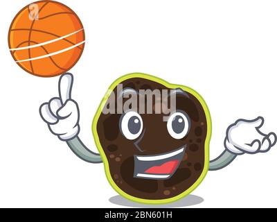 Mascotte de dessin animé sportif de firmicutes avec basket-ball Illustration de Vecteur