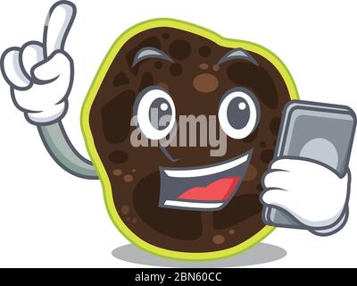 Firmicutes caricature personnage parlant avec des amis au téléphone Illustration de Vecteur