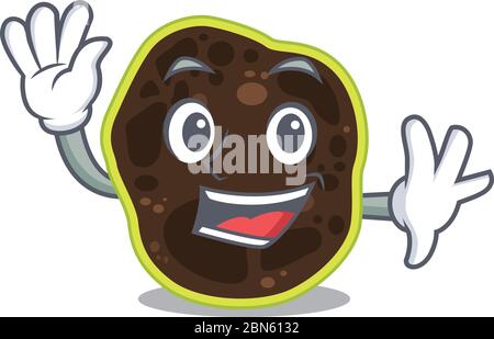 Une mascotte de firmicutes charmante style de design souriant et de la main de la main de la main Illustration de Vecteur