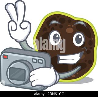 un photographe professionnel a renforcé l'image de dessin animé en travaillant avec l'appareil photo Illustration de Vecteur