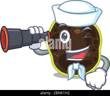 Une image de dessin animé de firmicutes Sailor utilisant binoculaire Illustration de Vecteur