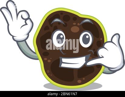 Caricature design de firmicutes montrant appelez-moi geste drôle Illustration de Vecteur