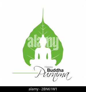 Bannière d'anniversaire du Bouddha - Bouddha heureux Purnima Calligraphie Banque D'Images