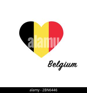 Le drapeau belge au coeur. J'aime mon pays. Illustration vectorielle de stock isolée sur fond blanc. Illustration de Vecteur