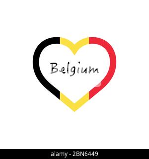 Le drapeau belge au coeur. J'aime mon pays. Illustration vectorielle de stock isolée sur fond blanc. Illustration de Vecteur