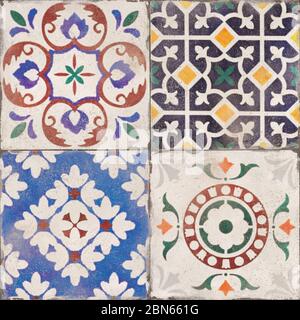 Magnifique motif sans couture carreaux marocains portugais, mosaïque marocaine, carreaux de décoration en céramique, carreaux portugais Banque D'Images