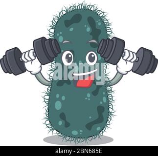 La mascotte Thermotogae se sent bien lever les cloches pendant l'exercice Illustration de Vecteur