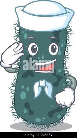 Smiley marin personnage de bande dessinée de thermotogae portant chapeau blanc et cravate Illustration de Vecteur