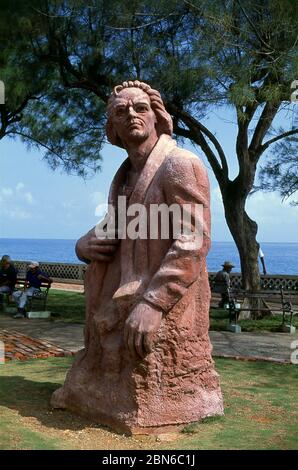 Cuba : statue de Christophe Colomb (1451 - 1506), Baracoa, province de Guantanamo. Baracoa a été visité par Christophe Colomb le 27 novembre 1492. Il Banque D'Images