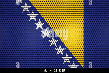 Drapeau abstrait de Bosnie-Herzégovine fait de cercles. Drapeau bosniaque conçu avec des points colorés lui donnant un look abstrait moderne et futuriste. Illustration de Vecteur