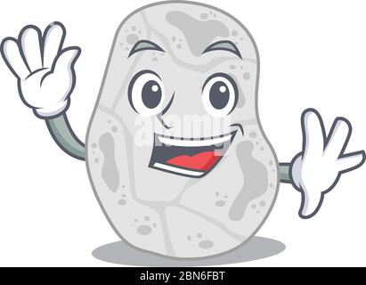 Une charmante mascotte de planctomycètes blanche de style souriant et de la main de la main Illustration de Vecteur