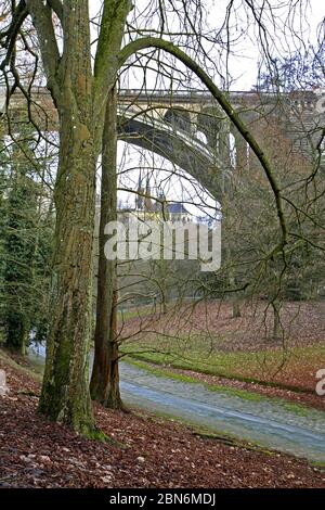 Vallée de la Pétrusse. La ville de Luxembourg Banque D'Images